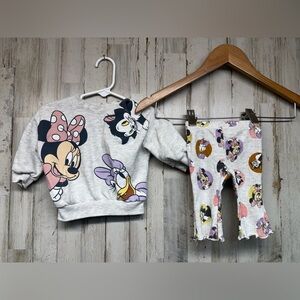 Disney Baby Minnie Mouse Daisy Duck Figaro Sweatshirt & Ribbed Leggings Set 0/3
